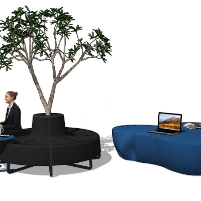  现代户外公用椅su模型下载 