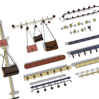  现代挂衣钩衣帽架su模型下载 