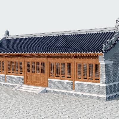  中式古建民居外观su模型下载 