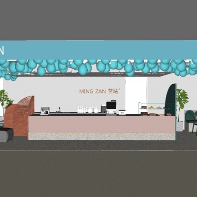  现代甜品店奶茶店su模型下载 