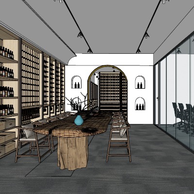  新中式酒窖su模型下载 