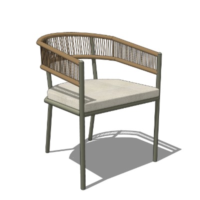  现代藤编户外椅su模型下载 