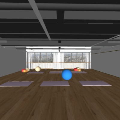  现代瑜伽室舞蹈室su模型下载 