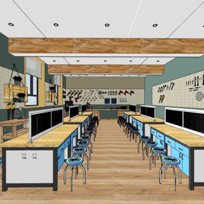  现代劳技教室su模型下载 