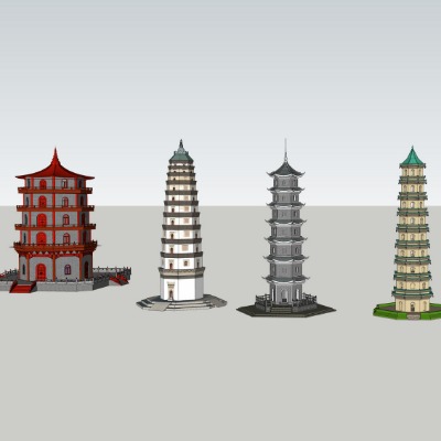  中式古建宝塔su模型下载 