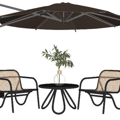  现代藤编户外椅su模型下载 