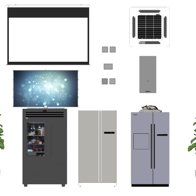  现代空调冰箱su模型下载 