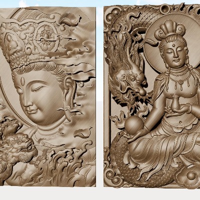  新中式菩萨板岩浮雕su模型下载 