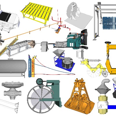  工业风机器设备su模型下载 