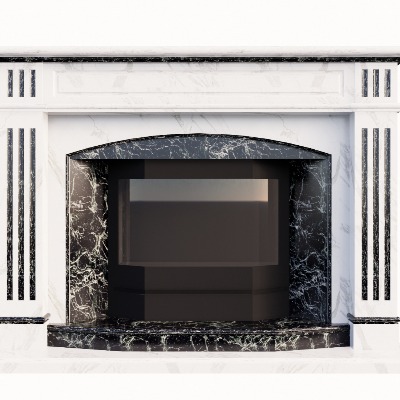  欧式轻奢壁炉su模型下载 