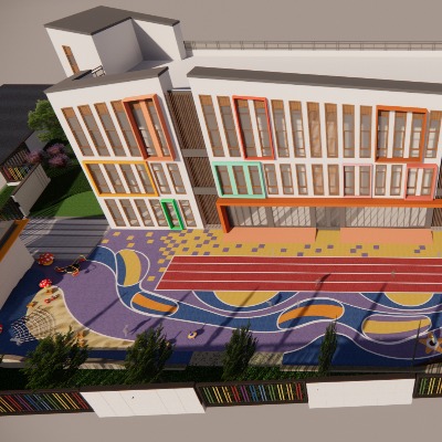  现代幼儿园su模型下载 