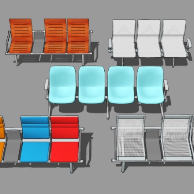  现代公共候车椅公用椅su模型下载 
