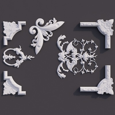  欧式雕花构件su模型下载 