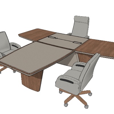  现代办公桌椅班台su模型下载 