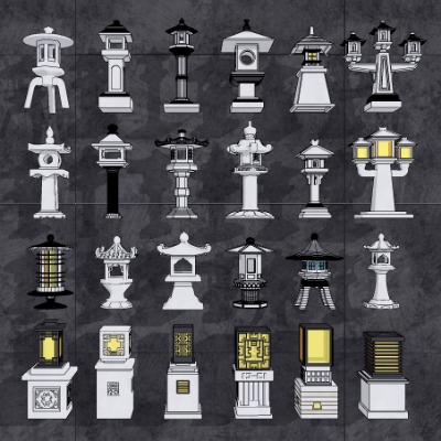  新中式庭院灯户外灯su模型下载 