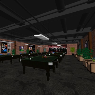  工业风台球厅台球室su模型下载 