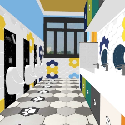  现代幼儿园卫生间su模型下载 