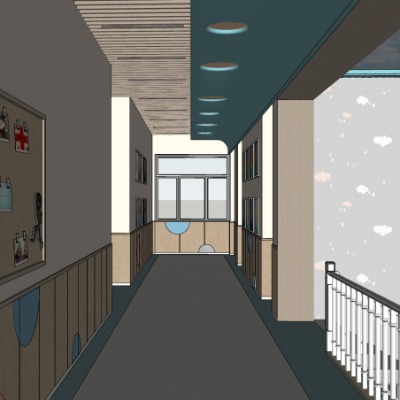  现代幼儿园走廊su模型下载 