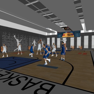  现代篮球馆su模型下载 