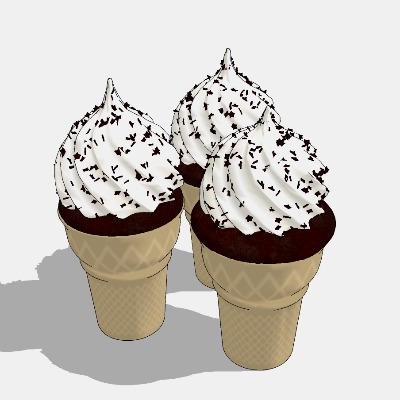  现代甜筒冰激凌su模型下载 