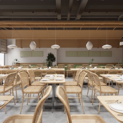  现代面馆快餐店su模型下载 