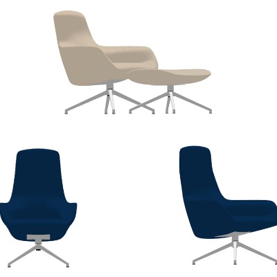  现代布艺办公椅班椅su模型下载 