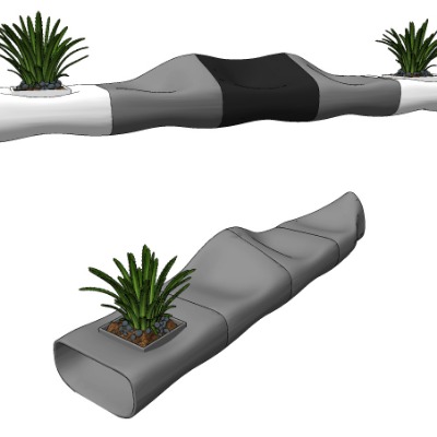  现代异形公共座椅su模型下载 
