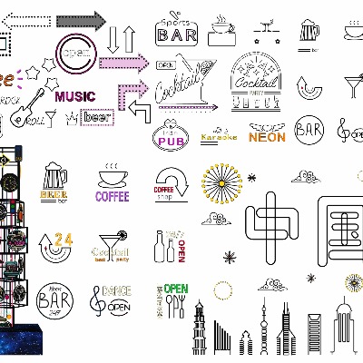  现代装饰灯霓虹灯su模型下载 