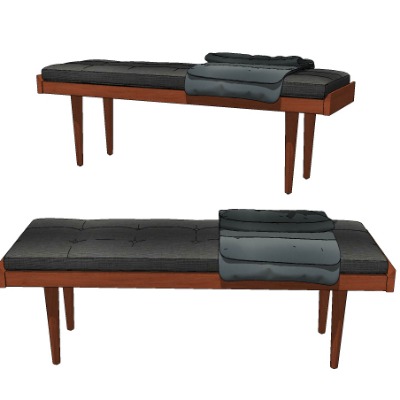  北欧原木床尾凳脚踏su模型下载 