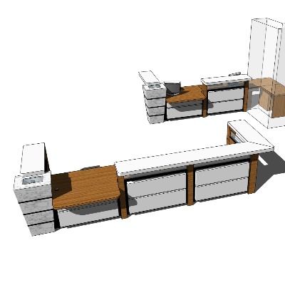  现代服务台接待台su模型下载 