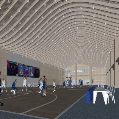  现代篮球馆su模型下载 