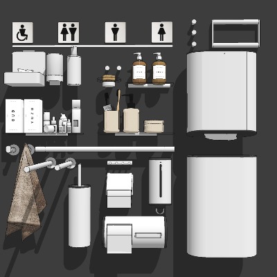  现代干手机纸巾盒卫浴小件su模型下载 