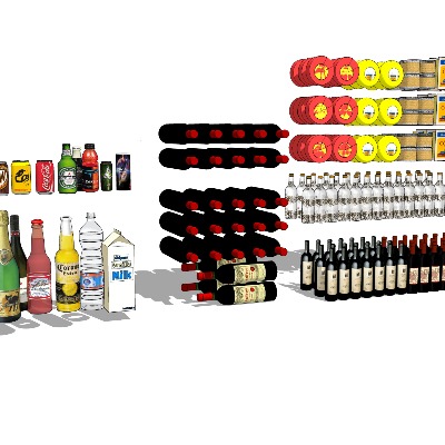  现代饮料红酒su模型下载 