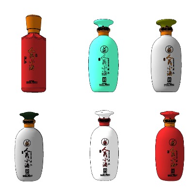  新中式白酒酒瓶su模型下载 