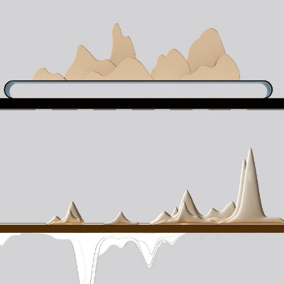  新中式山脉装饰灯su模型下载 