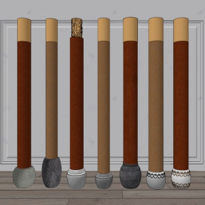  新中式实木柱子su模型下载 