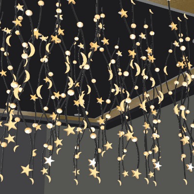  现代星星灯氛围灯装饰灯su模型下载 
