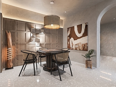  现代棋牌室su模型下载 