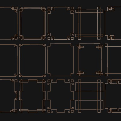  新中式花格线条su模型下载 