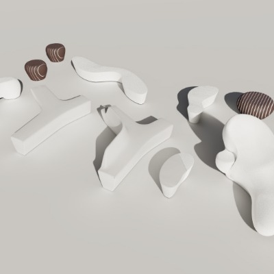  现代景观座椅公用椅su模型下载 