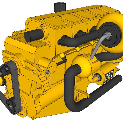  现代柴油发动机su模型下载 