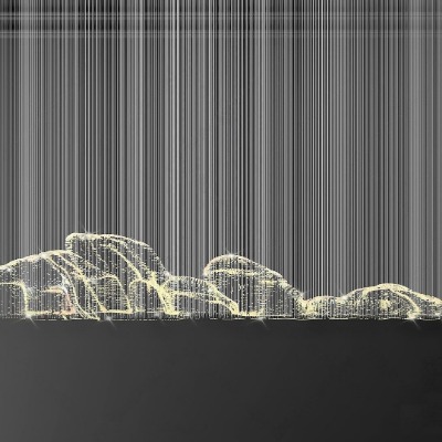  新中式山脉造型装饰灯su模型下载 