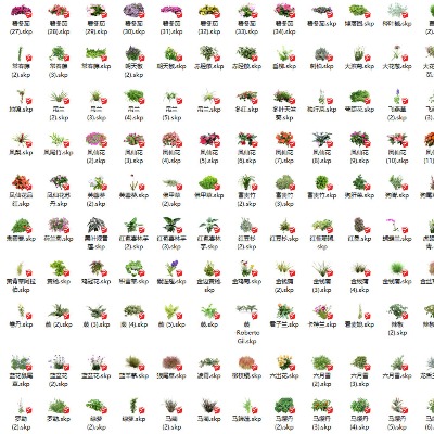  现代2D花草su模型下载 