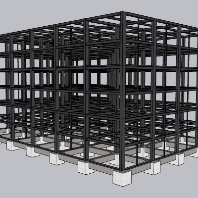  现代钢结构建筑构件su模型下载 