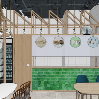  北欧快餐店su模型下载 