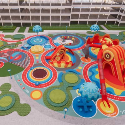  现代儿童游乐场su模型下载 