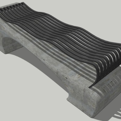  现代创意坐凳公用椅su模型下载 