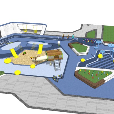  现代儿童游乐区su模型下载 