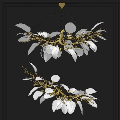  现代轻奢水晶叶片装饰灯su模型下载 