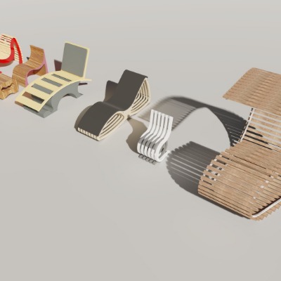  现代户外躺椅su模型下载 